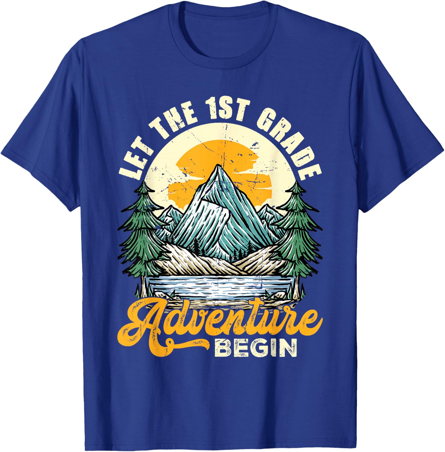 Retro Let The 1st Grade Adventure Begin Back To School Boys T-Shirt - T-Shirt | Royal