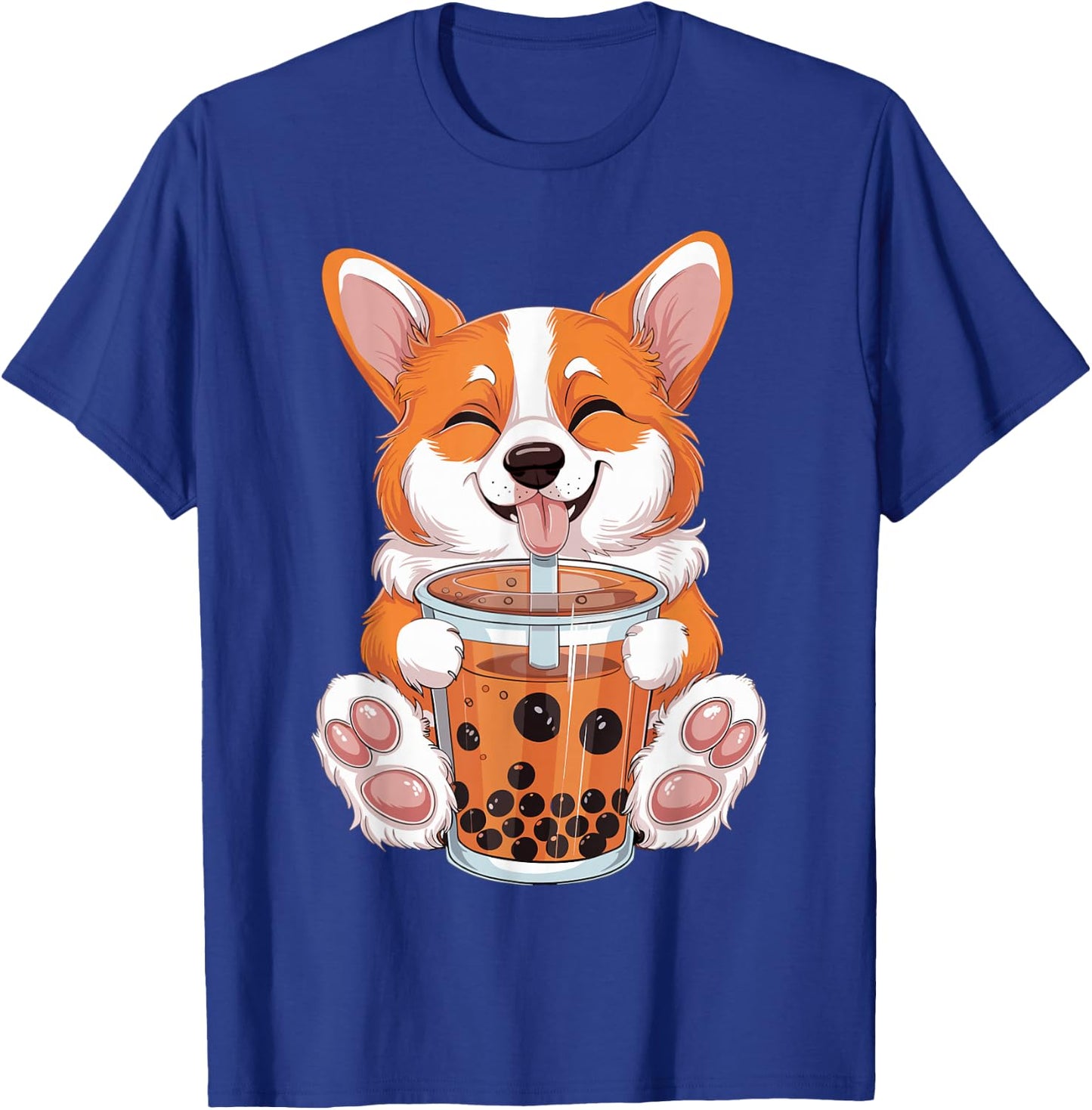 Corgi Dog Bubble Boba Tea Anime Cute Kawaii Corgi Dog T-Shirt - T-Shirt | Royal