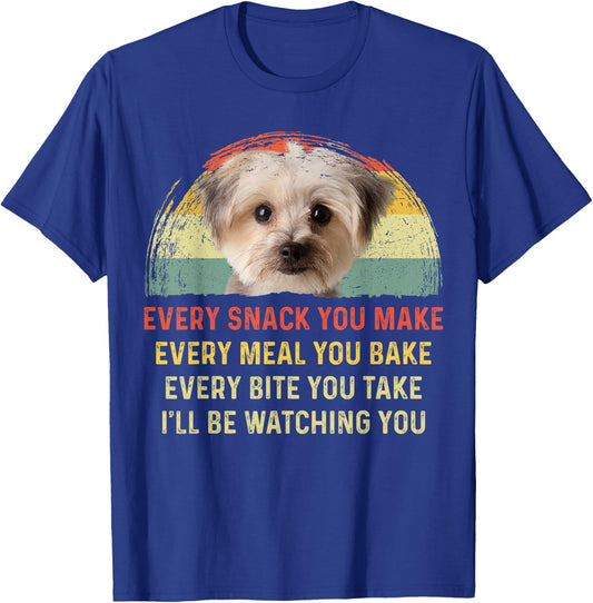 Every Snack You Make Morkie Dog Mom Dog Dad Retro Men Women Girls Kids T-Shirt - T-Shirt | Royal