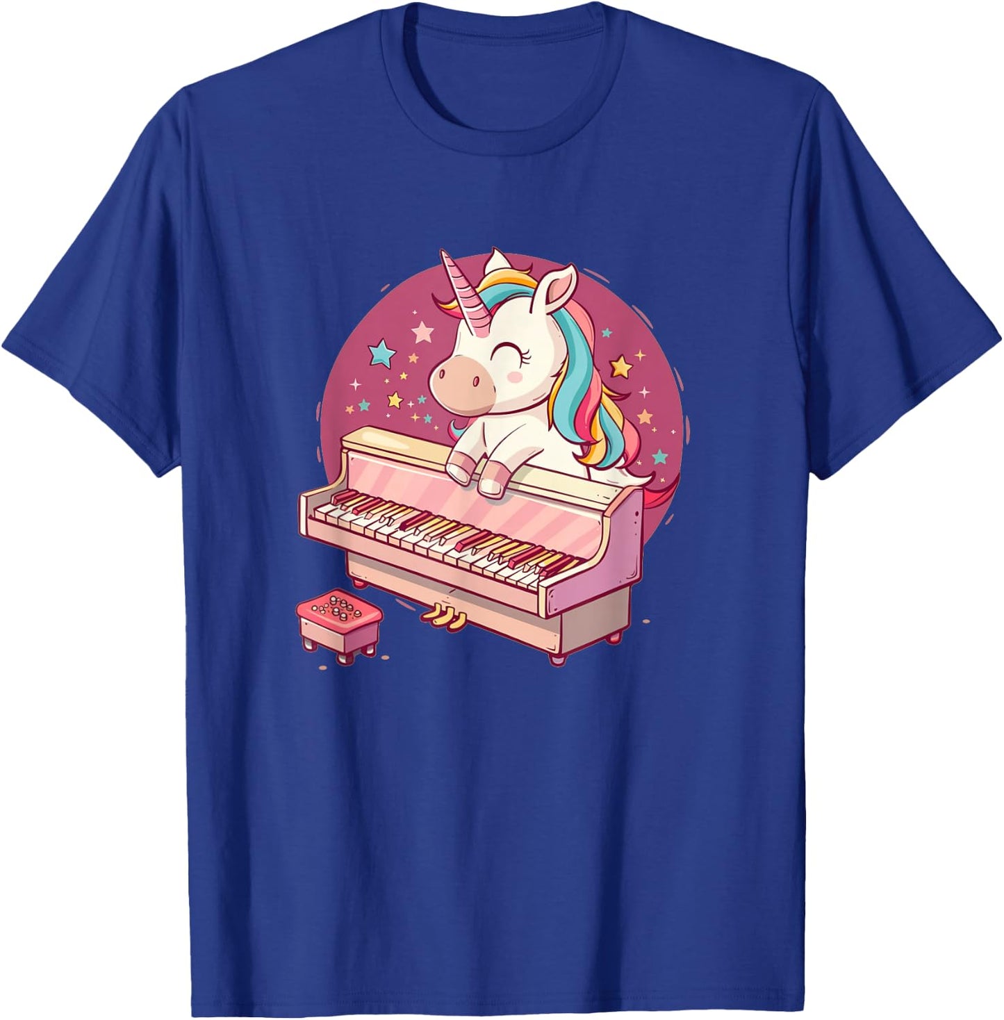 Happy Music Unicorn loves Piano and Music Instruments T-Shirt - T-Shirt | Royal