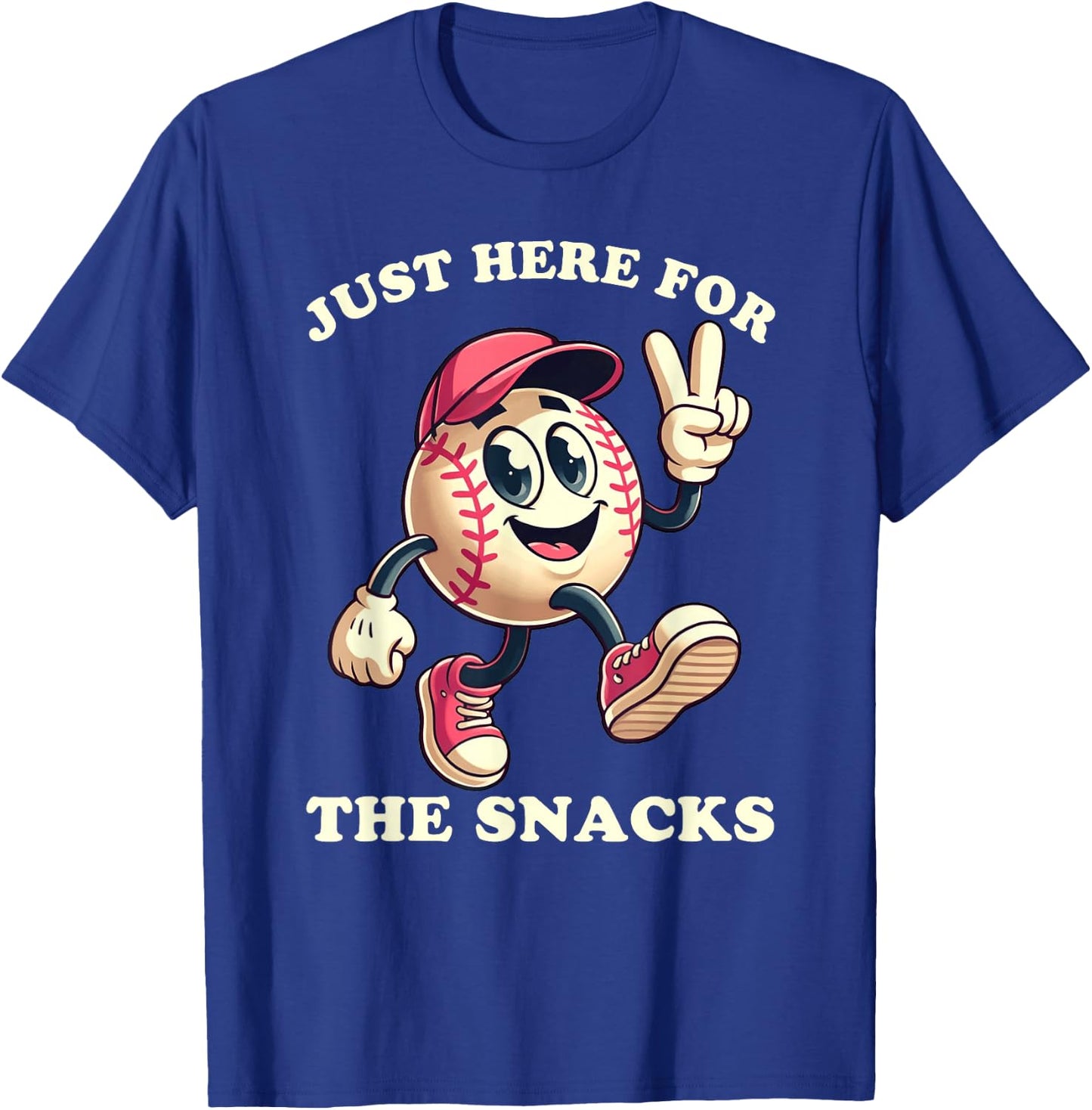 Girls Baseball Just Here for the Snacks Softball T-Shirt - T-Shirt | Royal
