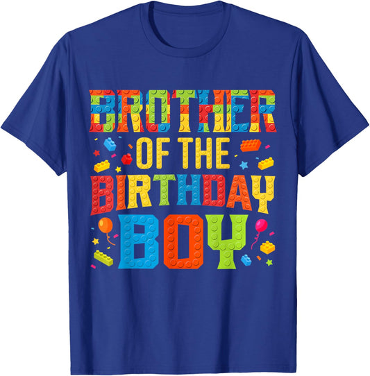 Brother Of The Birthday Boy Master Builder Building Blocks T-Shirt - T-Shirt | Royal