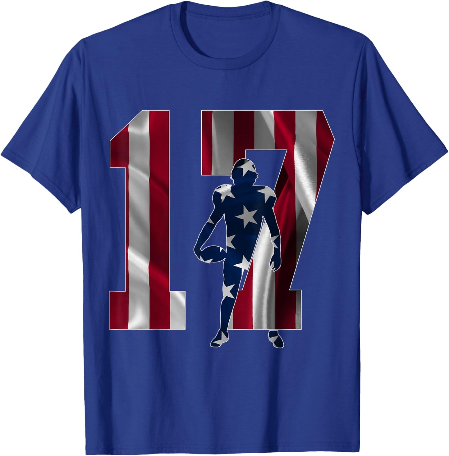 Number 17 Years Football 17th Birthday T-Shirt - T-Shirt | Royal