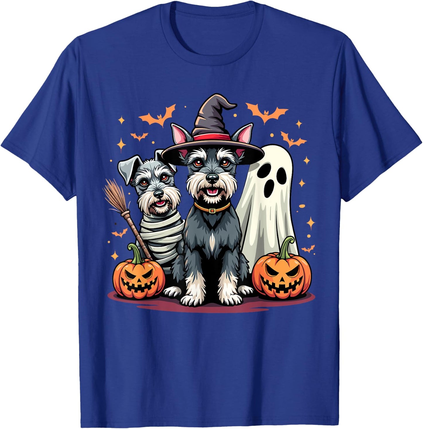 Miniature Schnauzer Halloween Costume Mummy Witch Ghost Dog T-Shirt - T-Shirt | Royal
