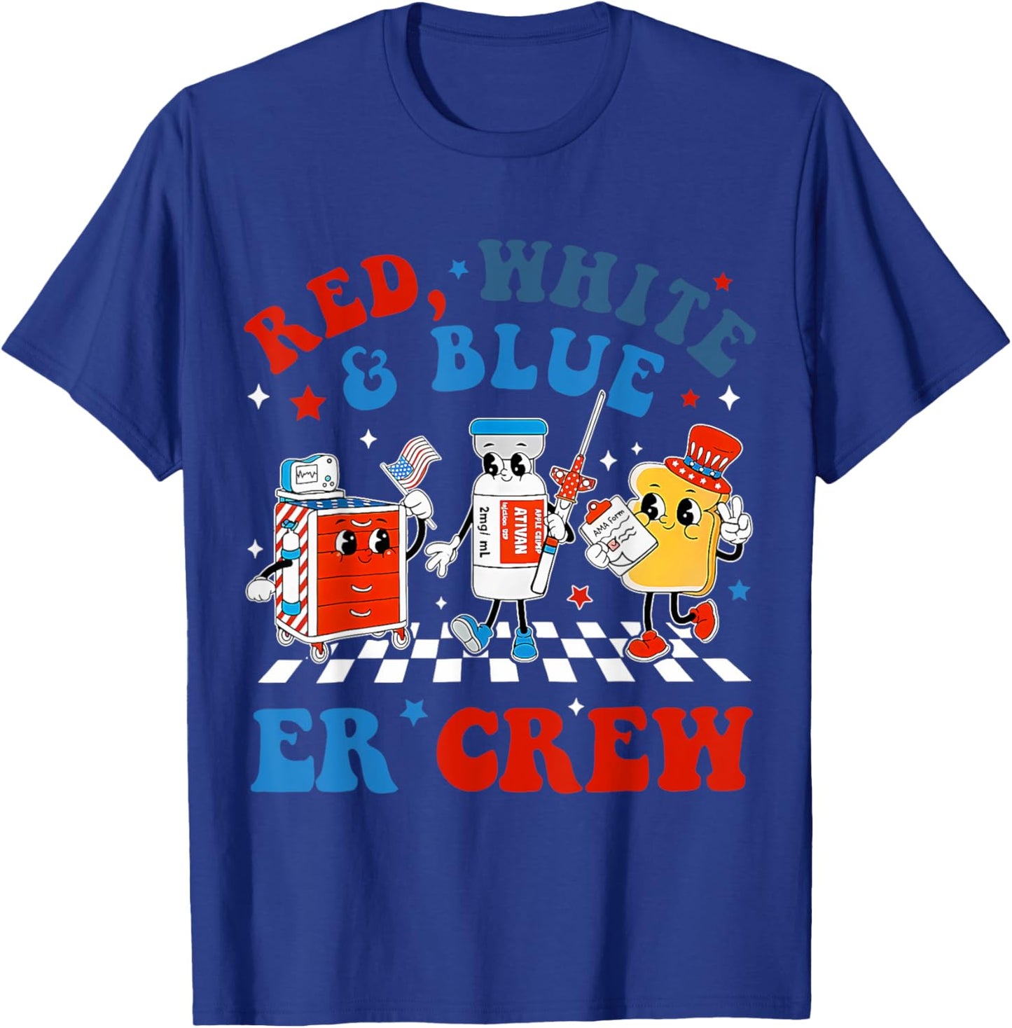 Retro Red White Blue Er Crew Emergency Room 4th Of July T-Shirt - T-Shirt | Royal