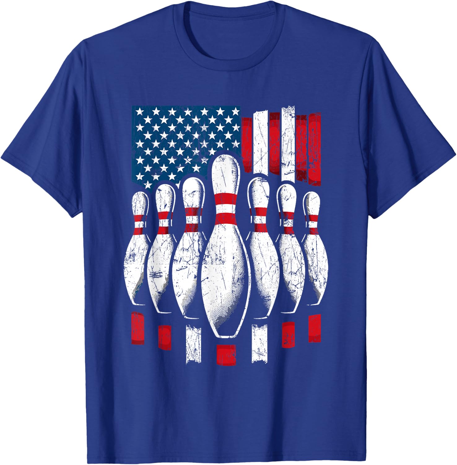 American Flag Patriotic Bowling T-Shirt - T-Shirt | Royal