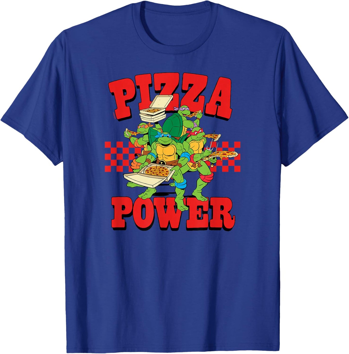 Teenage Mutant Ninja Turtles - Pizza Power Checkered T-Shirt - T-Shirt | Royal