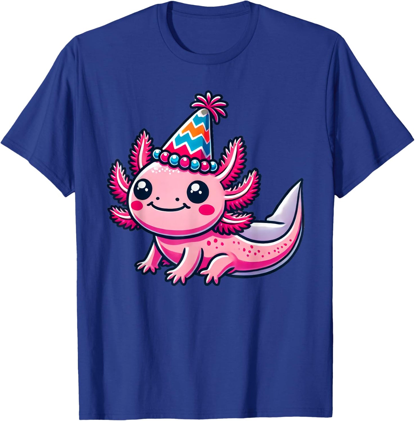 Anime Kawaii Axolotl Birthday Party Hat T-Shirt - T-Shirt | Royal
