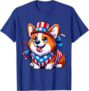 Corgi Happy 4th of July Independence Day Men Women Kids T-Shirt - T-Shirt | Royal