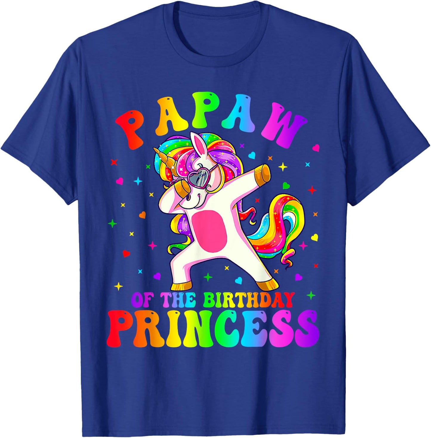 Papaw of the Birthday Princess Girl Dabbing Unicorn Funny T-Shirt - T-Shirt | Royal