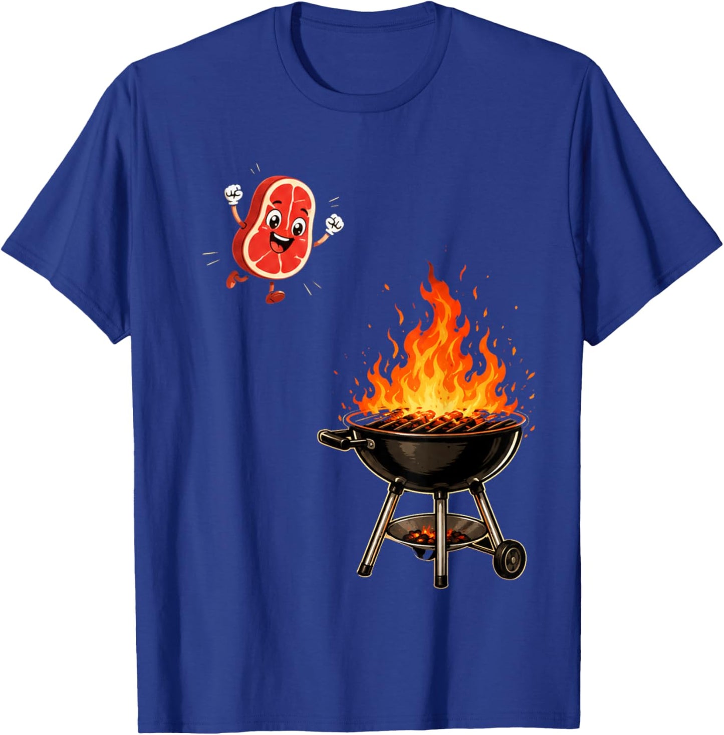 Steak Dive Funny Flying Steak BBQ Grilling Cartoon T-Shirt - T-Shirt | Royal