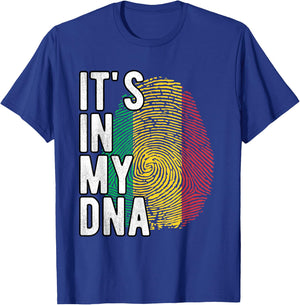 Funny it's in my DNA Mali flag Fingerprint T-Shirt - T-Shirt | Royal