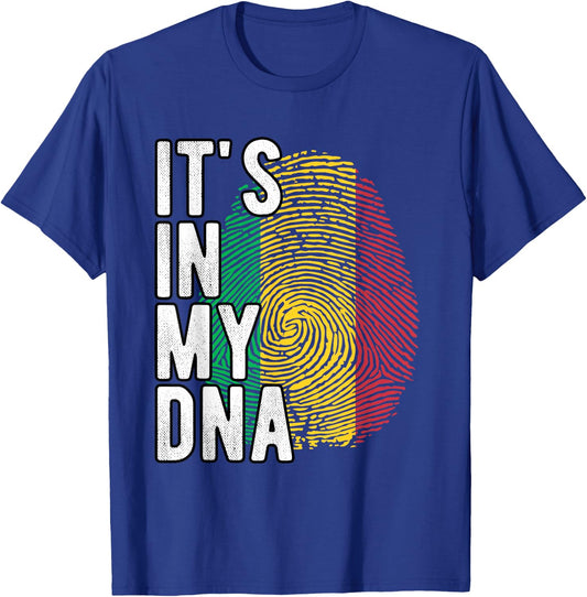 Funny it's in my DNA Mali flag Fingerprint T-Shirt - T-Shirt | Royal