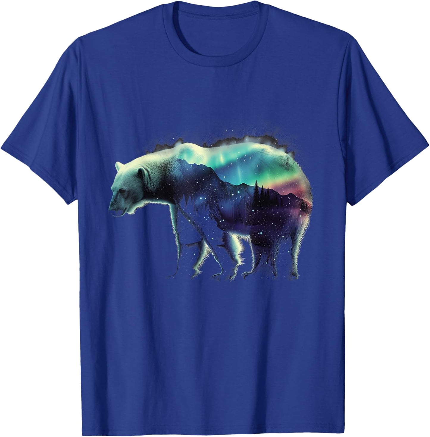 Polar Bear Northern Light Winter Arctic Nature Lover T-Shirt - T-Shirt | Royal