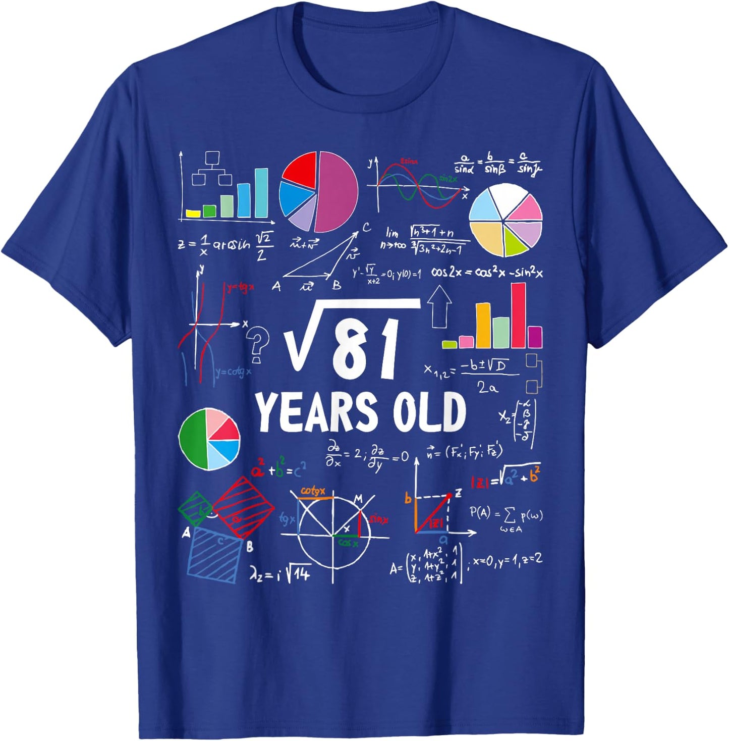 Square Root Of 81 9th Birthday Funny 9 Year Old Math Lover T-Shirt - T-Shirt | Royal
