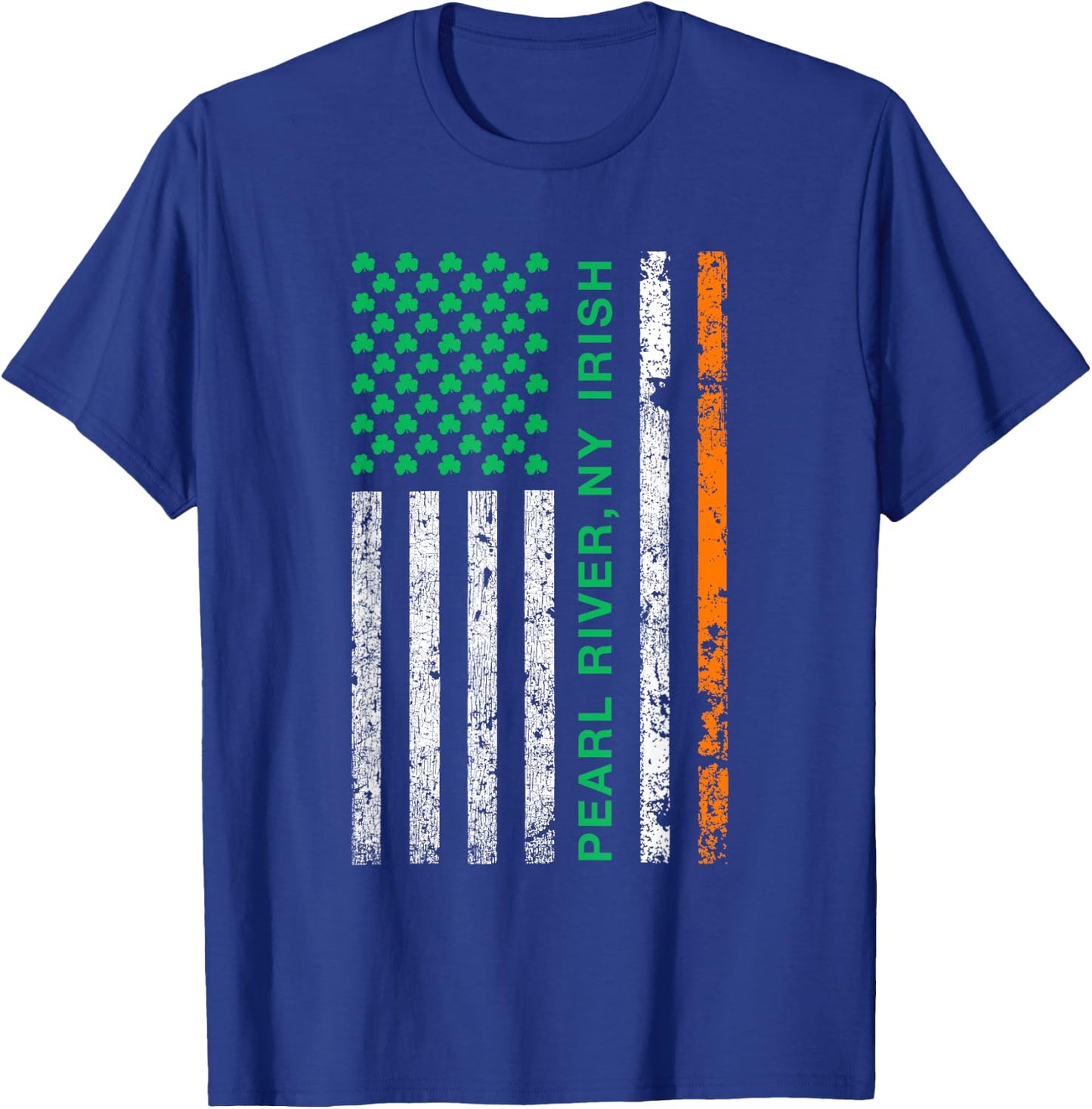 Pearl River New York Irish American Ireland US Flag Women Kids Men T-Shirt - T-Shirt | Royal