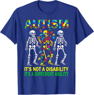 Autism Awareness Skeleton Dancing Autistic Kids Awareness T-Shirt - T-Shirt | Royal