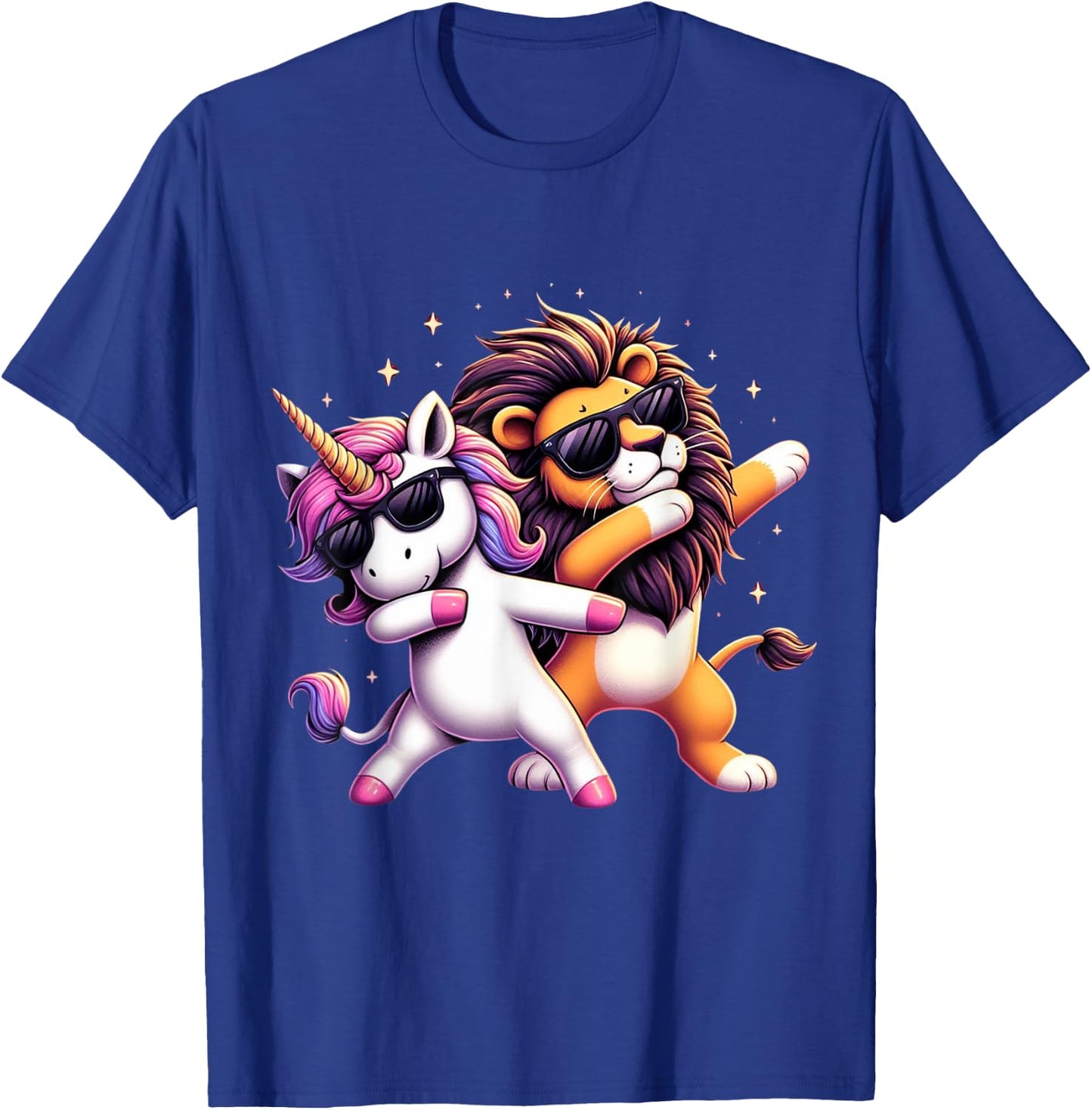 Dabbing Unicorn And Lion Boys Girls Men Women Kids Adults T-Shirt - T-Shirt | Royal