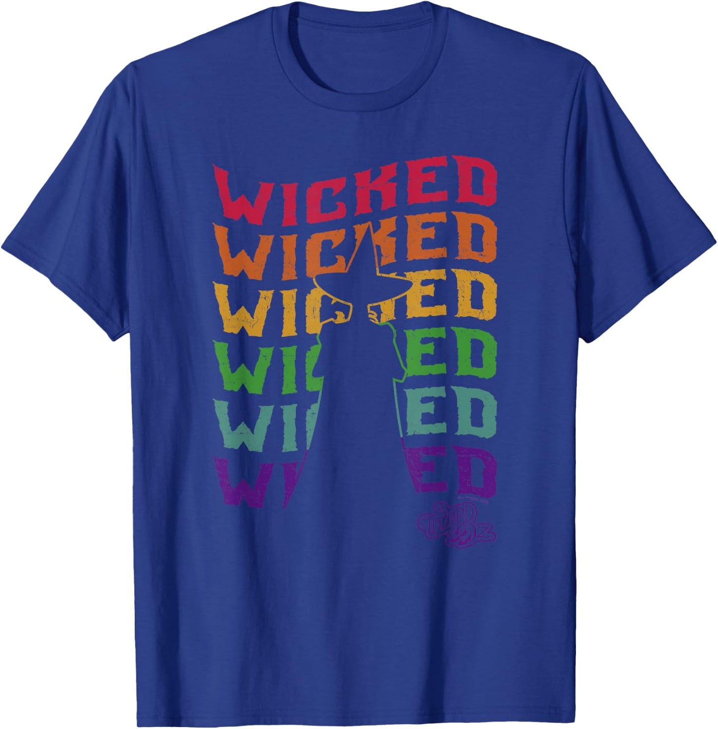 The Wizard of Oz Pride Wicked Witch Rainbow Text Stack T-Shirt - T-Shirt | Royal