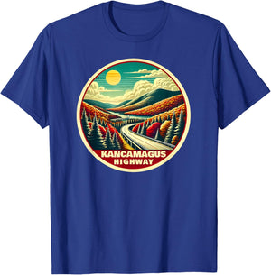 Kancamagus Highway, Scenic Fall Foliage, Retro Vintage T-Shirt - T-Shirt | Royal