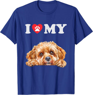 Cavapoo I Heart My Dog Funny Dog Lover Men Women Girls Kids T-Shirt - T-Shirt | Royal