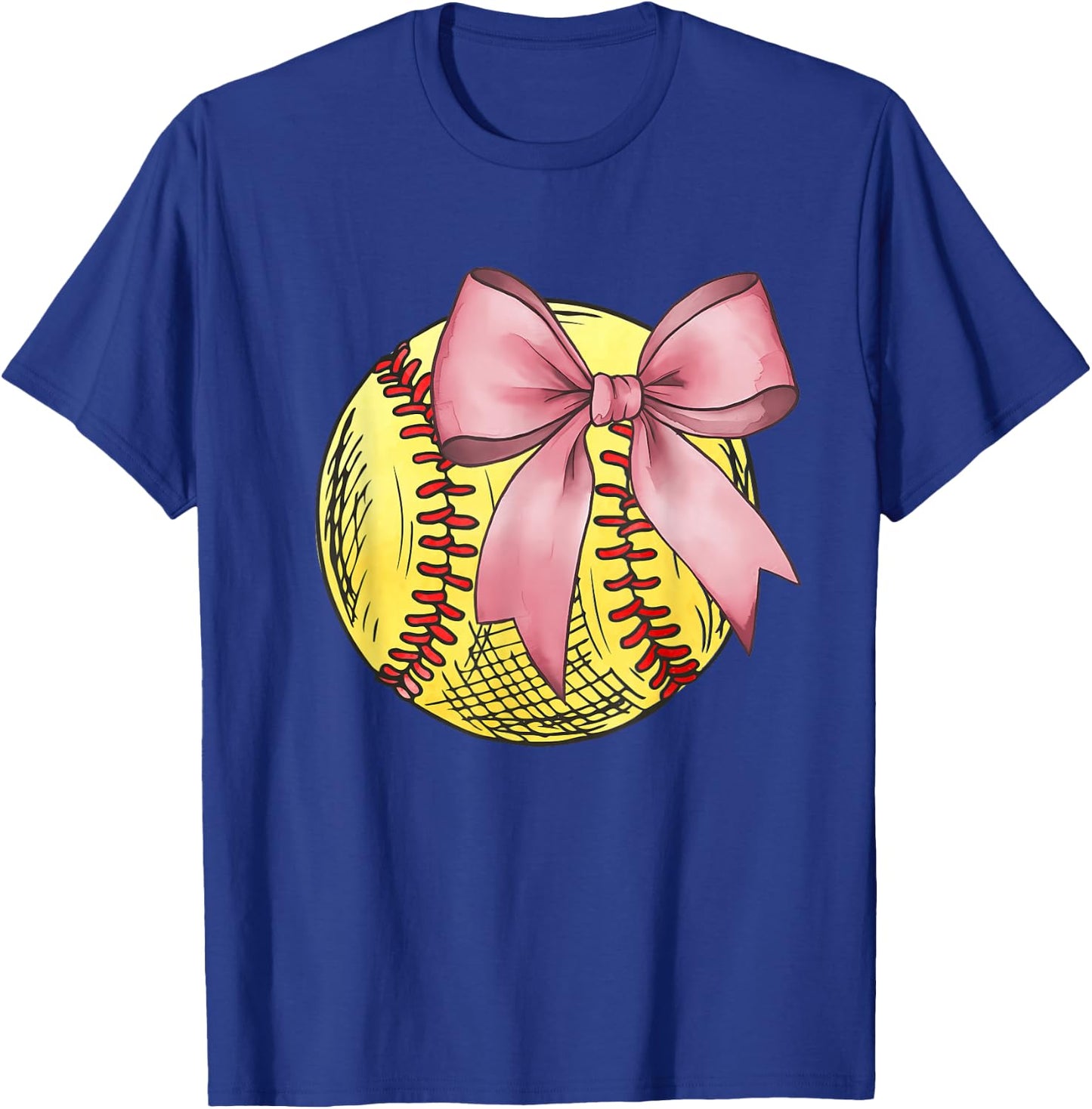 Vintage Softball Coquette Bow Cute Softball Mom Girls Kids T-Shirt - T-Shirt | Royal