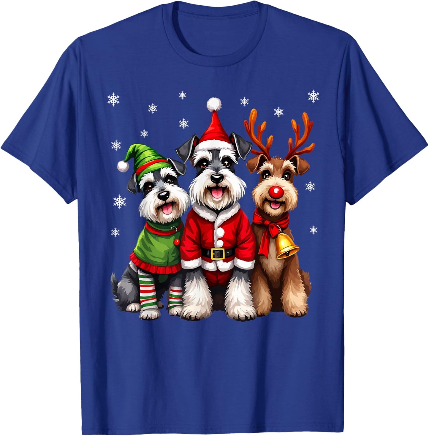Miniature Schnauzer Christmas Dogs Funny Santa Reindeer Elf T-Shirt - T-Shirt | Royal