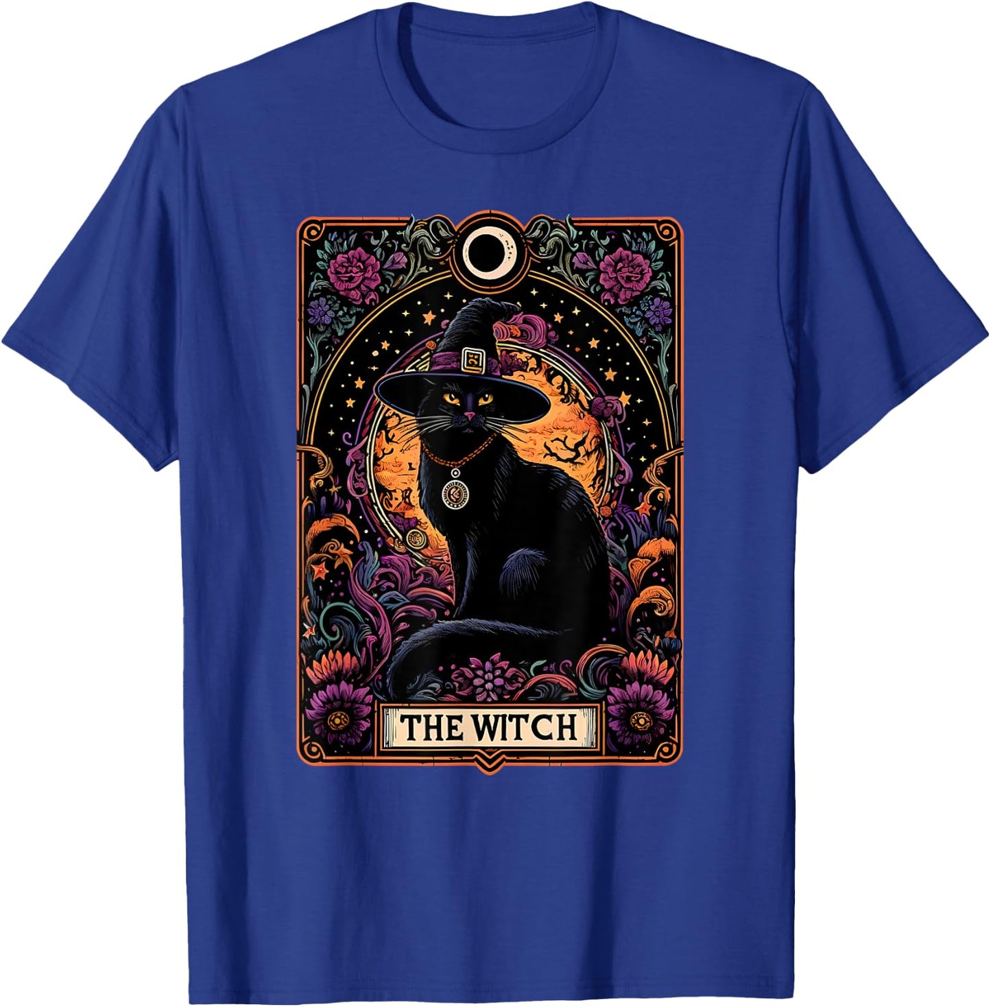 The Witch Cat Tarot Card Halloween Vintage Gothic Women Kids T-Shirt - T-Shirt | Royal