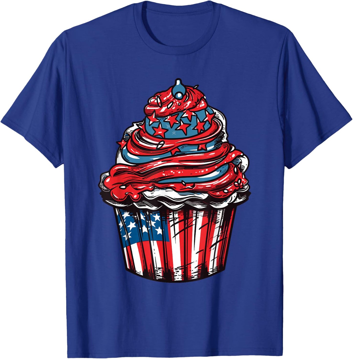 Cupcake American Flag 4th Of July Baking Patriotic Baker T-Shirt - T-Shirt | Royal