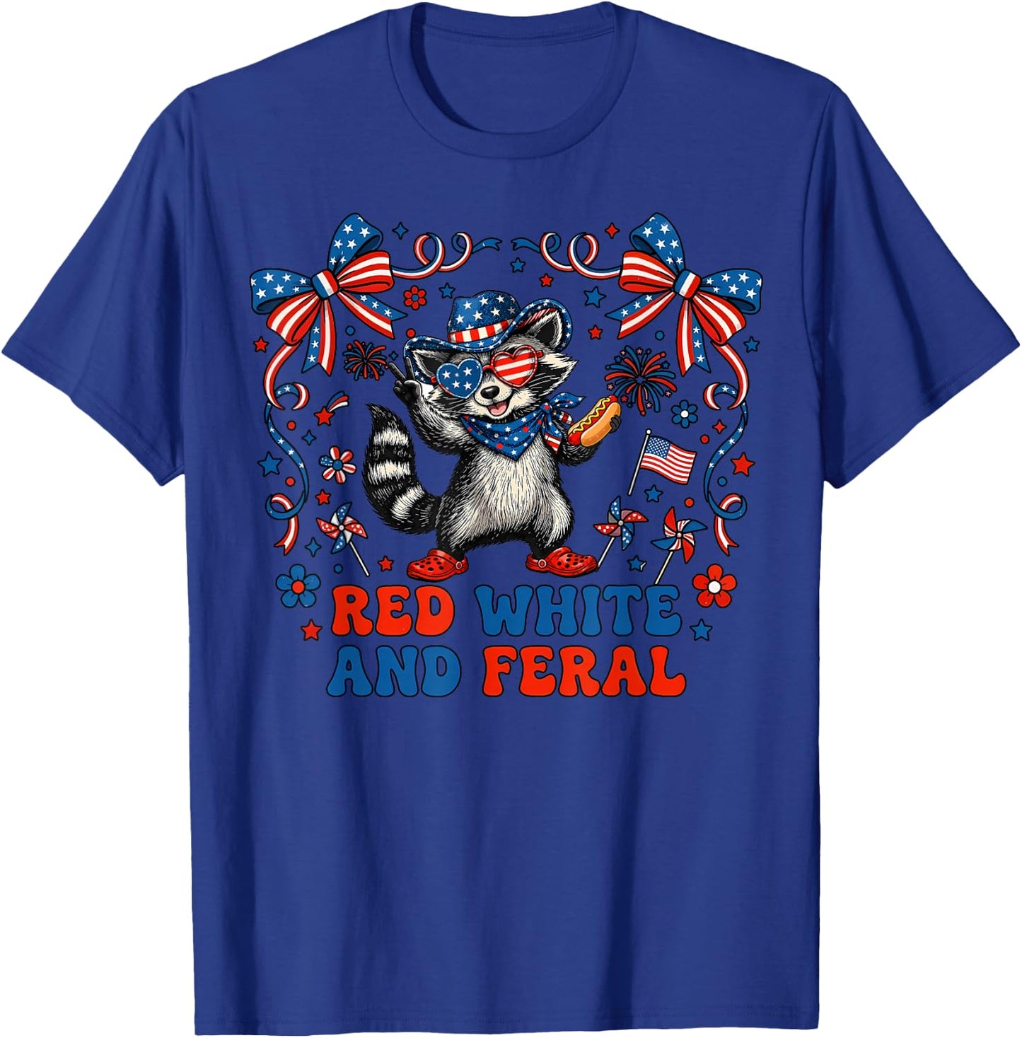 Red White and Due Funny Raccoon 4th of July Patriotic T-Shirt - T-Shirt | Royal
