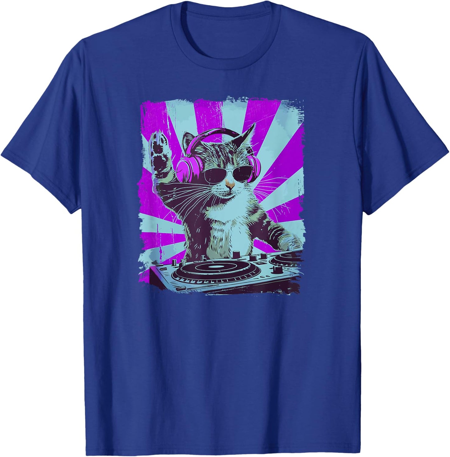 DJ Cat Disco Funny Sound Tech Headphone Techno Music Women T-Shirt - T-Shirt | Royal
