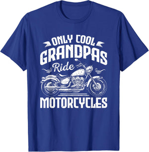 Only Cool Grandpas Ride Motorcycles - Funny Biker Grandpa T-Shirt - T-Shirt | Royal