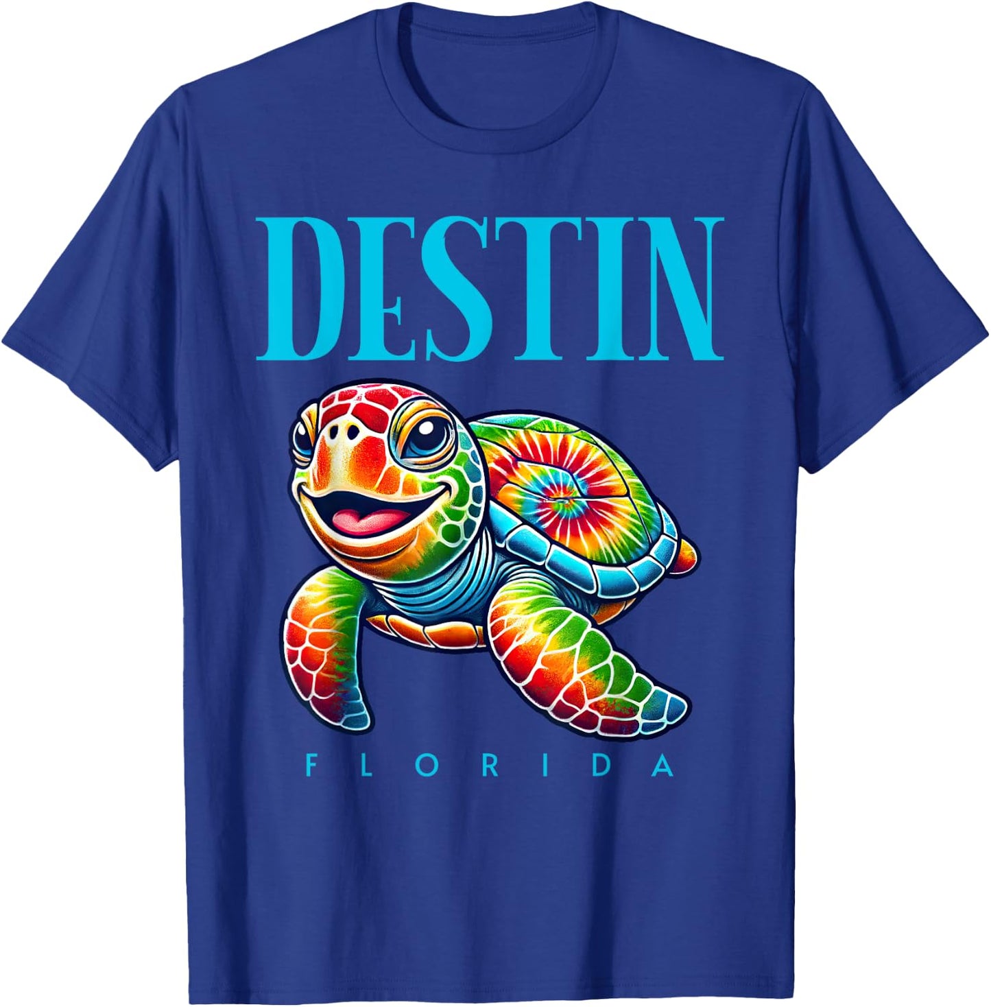 Destin Florida Smiling Tie Dye Sea Turtle T-Shirt - T-Shirt | Royal