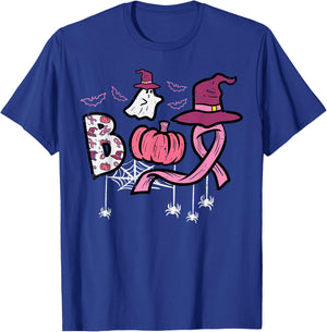 Breast Cancer Boo Halloween Pink Ribbon Aware Women Kids Men T-Shirt - T-Shirt | Royal