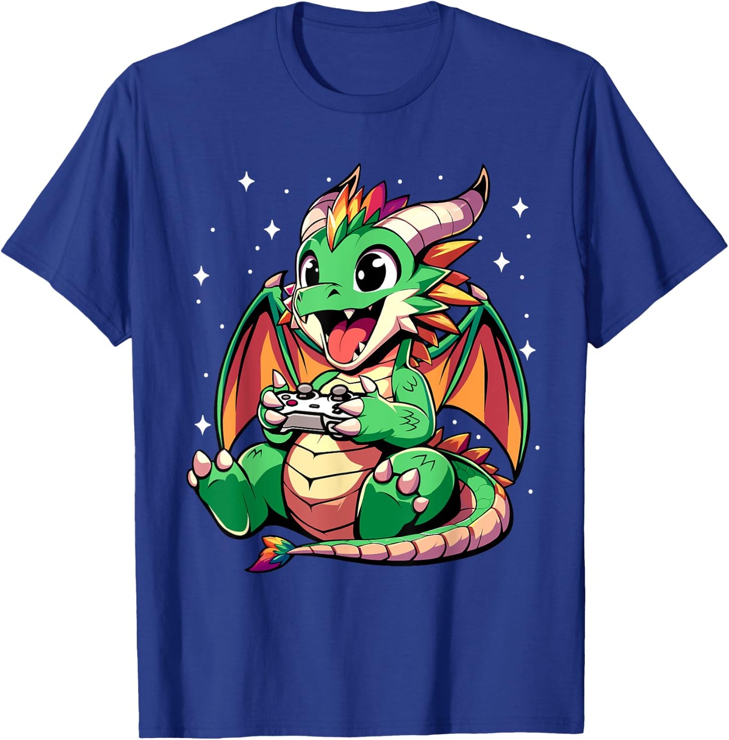 Cute Dragon Playing Video Games - Funny Gamer Boys Kids T-Shirt - T-Shirt | Royal