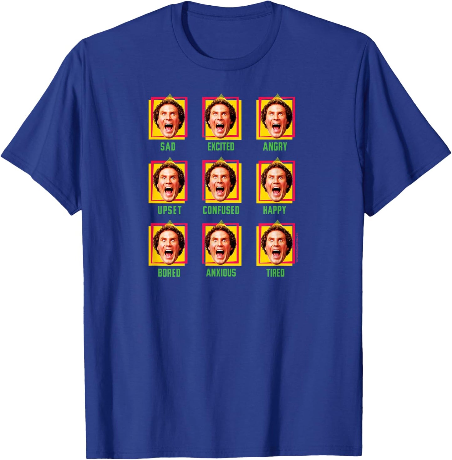 ELF - Buddy Different Faces Christmas Grid T-Shirt - T-Shirt | Royal