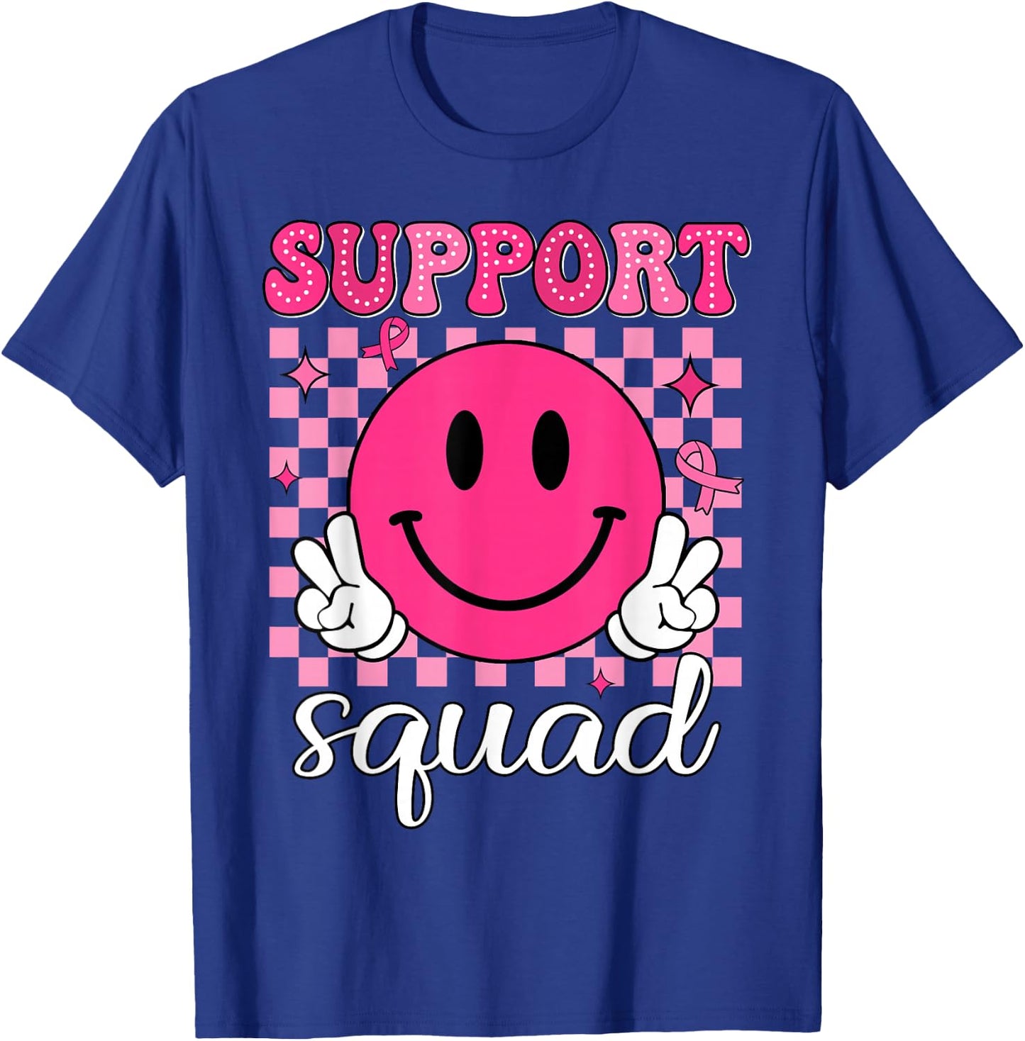 Groovy Breast Cancer Awareness Men Women Kids Support Squad T-Shirt - T-Shirt | Royal