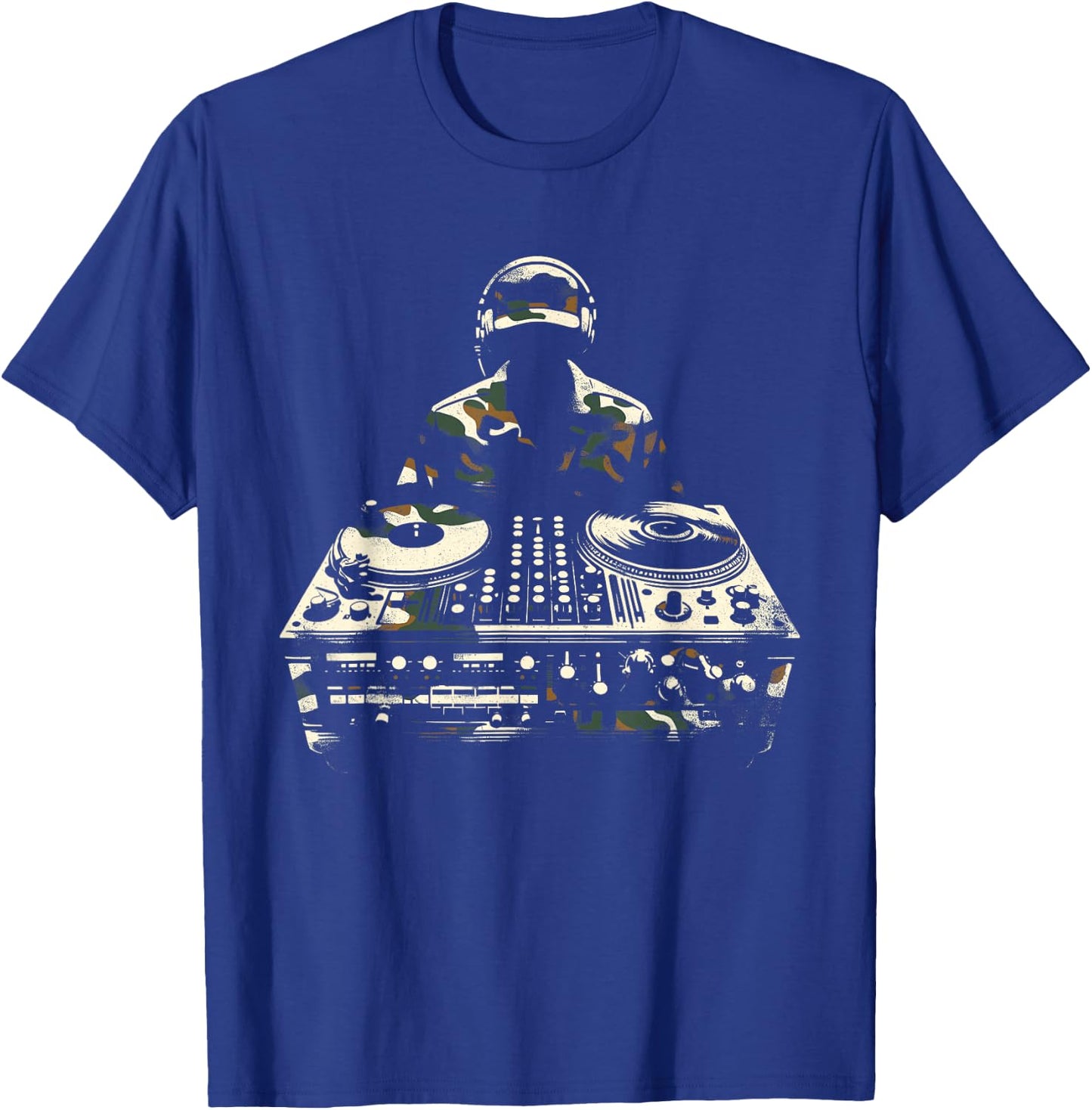 Turntable Camouflage - Vintage DJ Vinyl Music Lover T-Shirt - T-Shirt | Royal