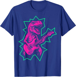 Rock and Roll Dinosaur Playing Guitar, Punk Rock Band, Kids T-Shirt - T-Shirt | Royal