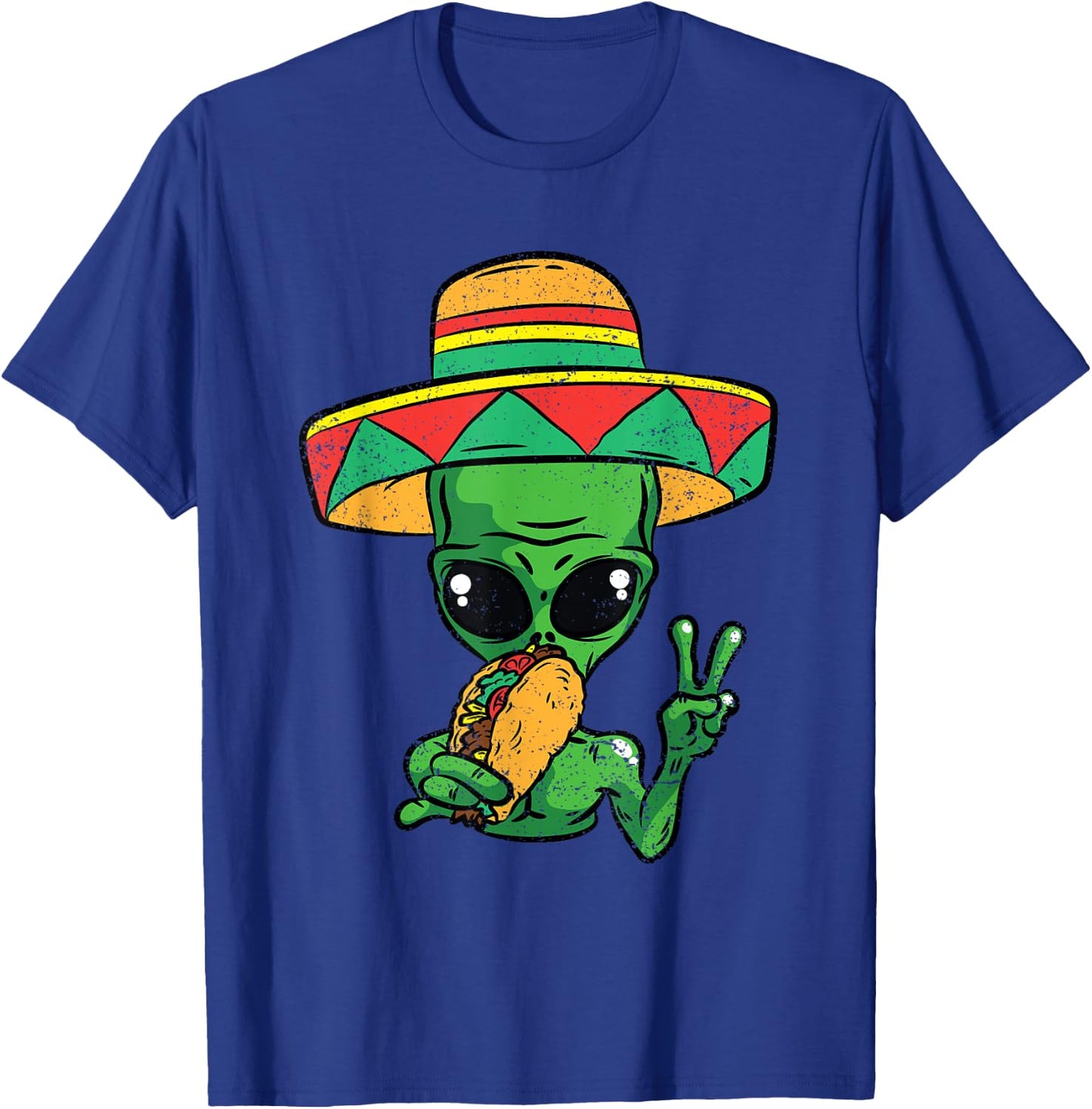 Alien Eating Taco Cinco De Mayo Sombrero Mexican Fiesta T-Shirt - T-Shirt | Royal