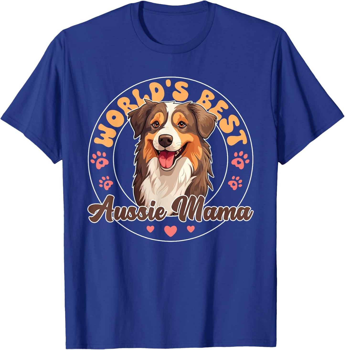Australian Shepherd Red Tri Dog World's Best Aussie mama Men Women Kids T-Shirt - T-Shirt | Royal