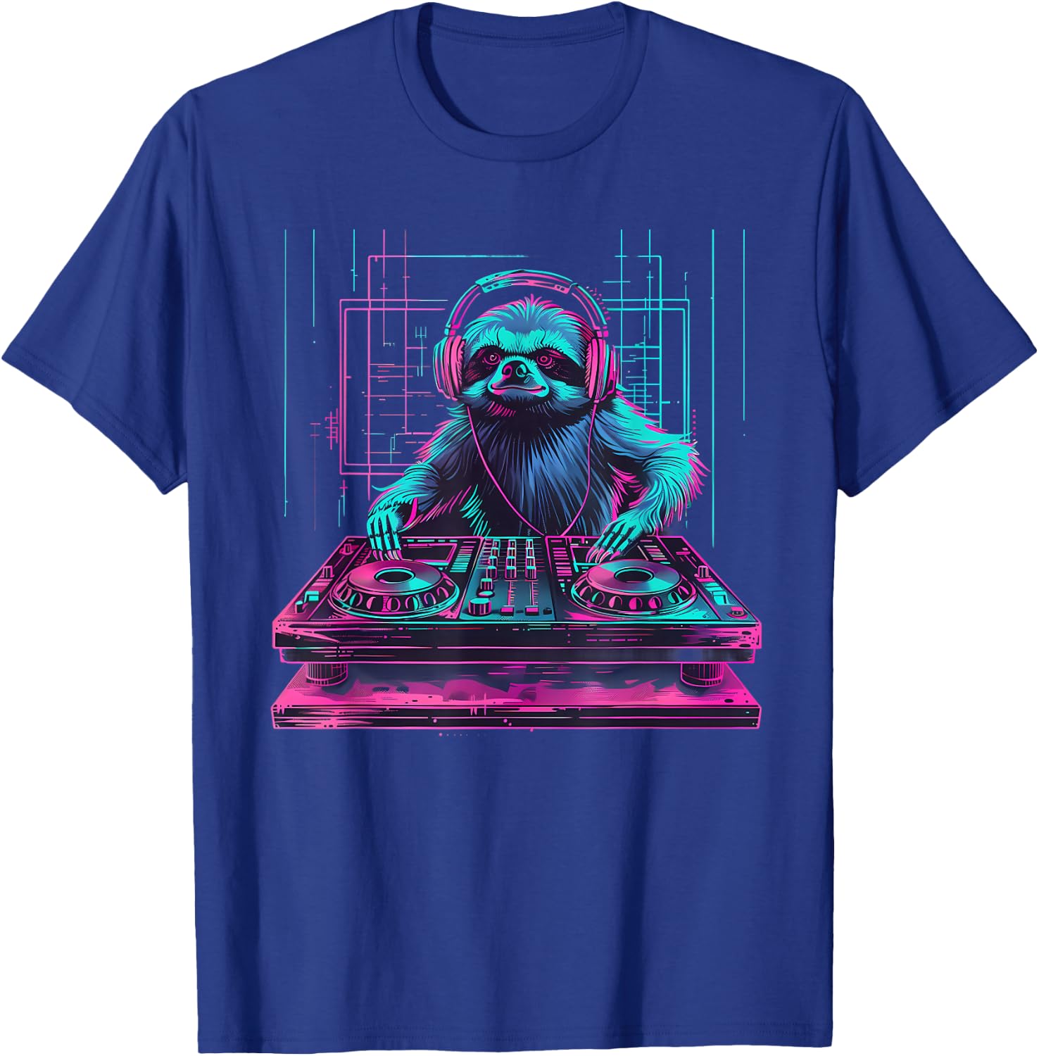 Sloth DJ House Techno EDM Music Producer Turntable DJ Sloth T-Shirt - T-Shirt | Royal