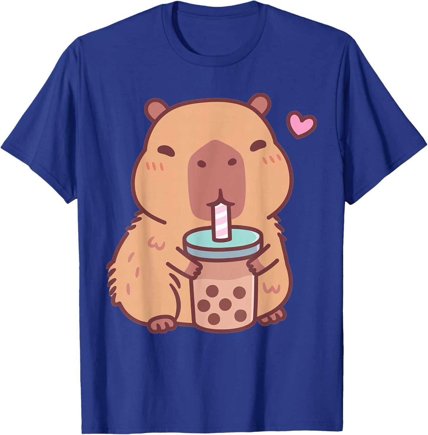 Cute Capybara Kawaii Anime Drinking Bubble Tea Lover Girls T-Shirt - T-Shirt | Royal