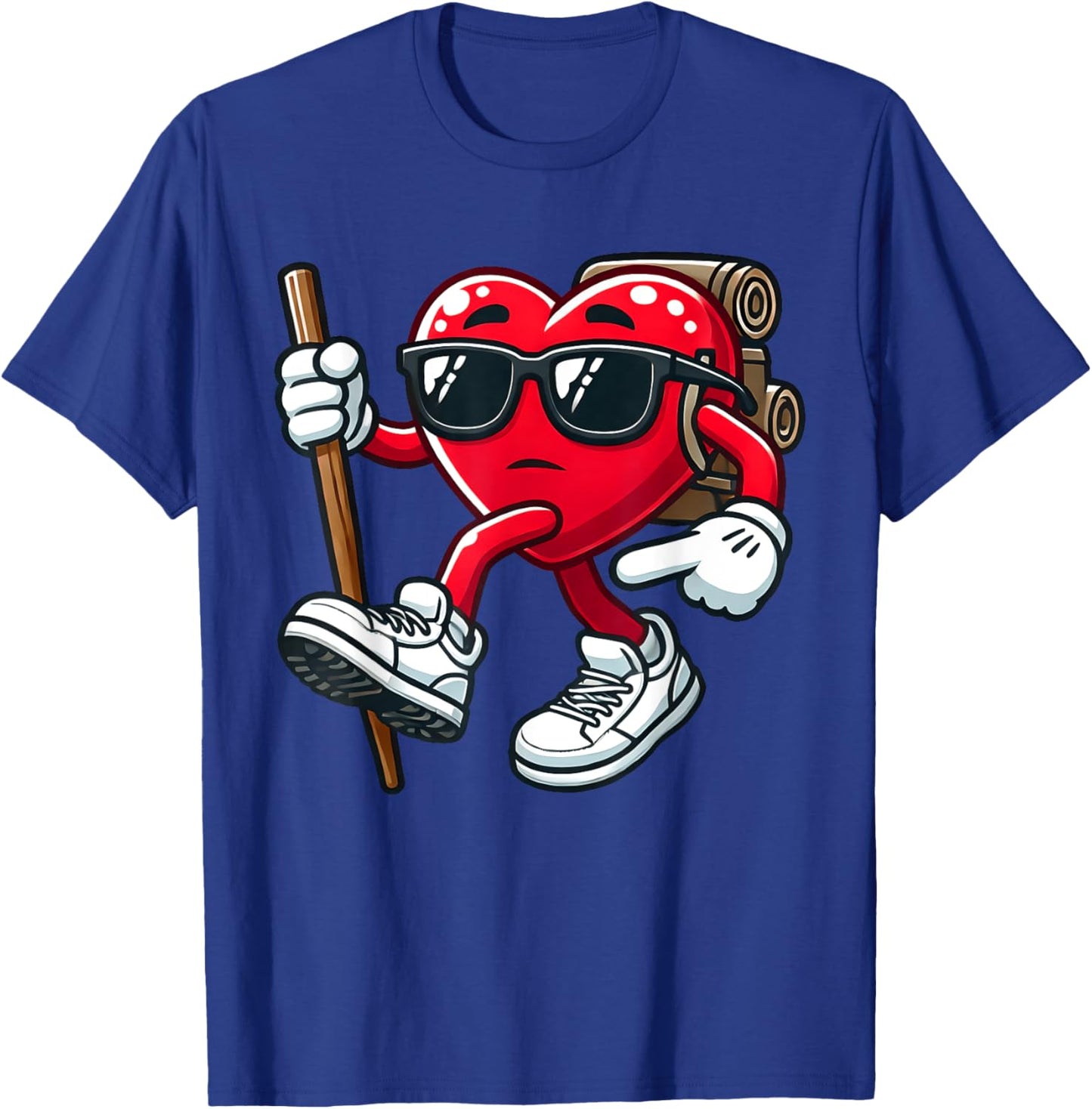 Cute Valentine's Day Hiking Heart Toddler Kids February 14th T-Shirt - T-Shirt | Royal
