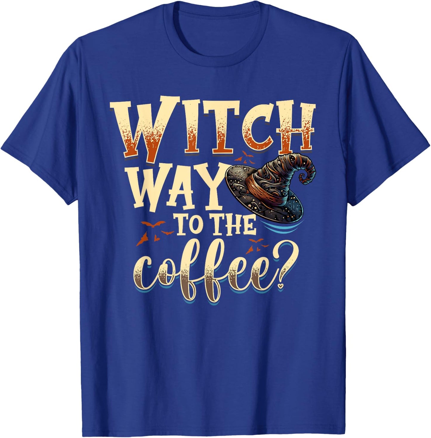 Gifts For Halloween Funny & Halloween Witch Gifts Witch Way To The Coffee Halloween Witch - -Adults, Black, Small, Short Sleeve T-Shirt - T-Shirt | Royal