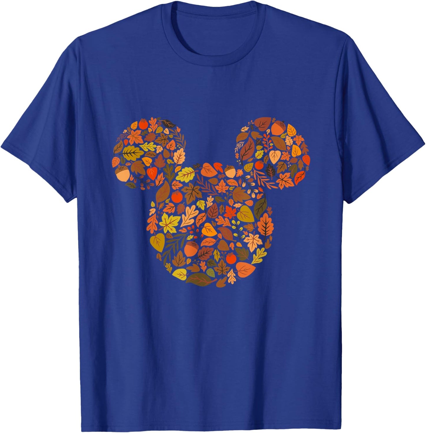 Disney Mickey Mouse Head and Ears Icon Fall Leaves T-Shirt - T-Shirt | Royal