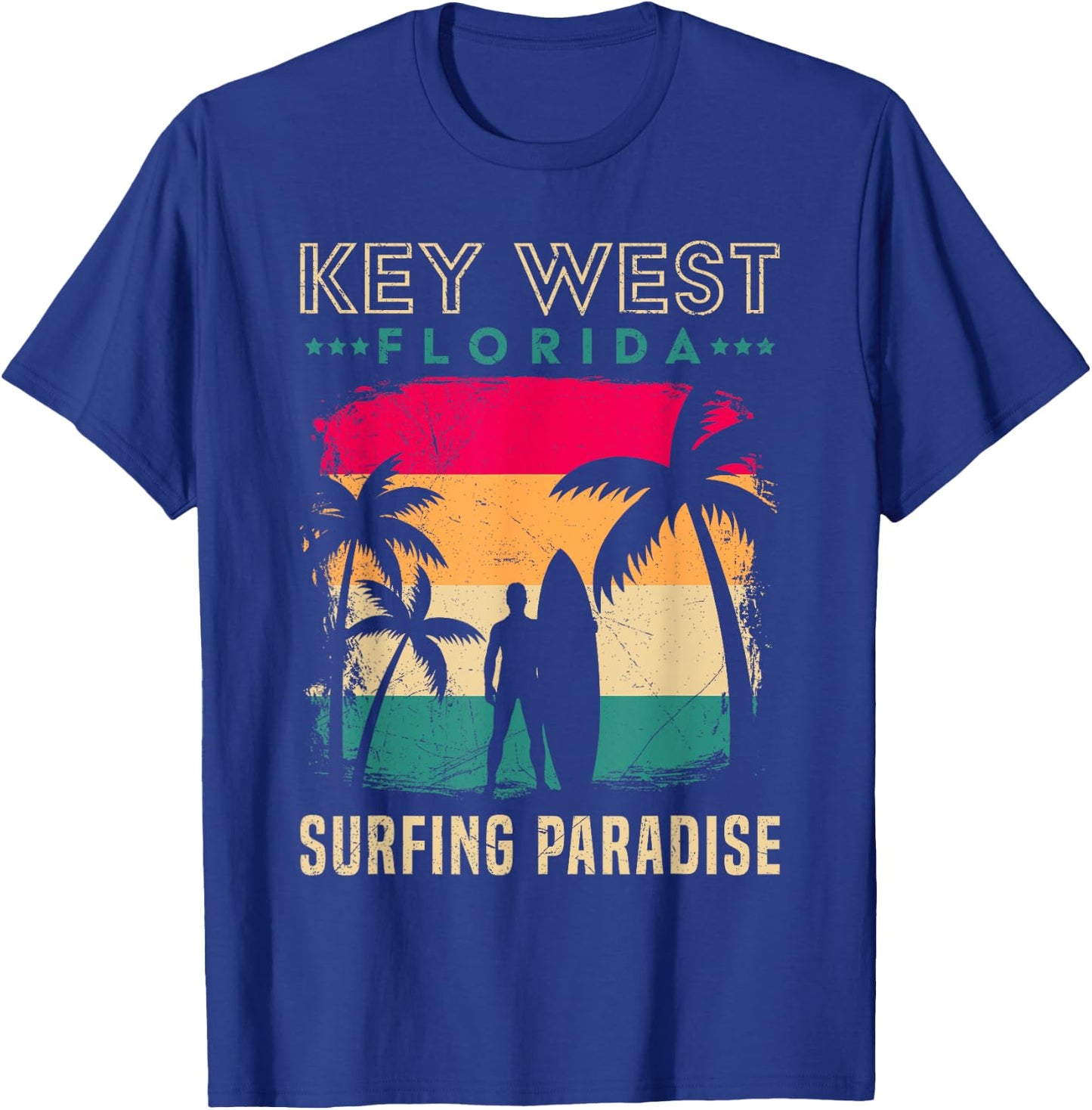 KEY-WEST FLORIDA SURFING PARADISE Vintage West Keys T-Shirt - T-Shirt | Royal