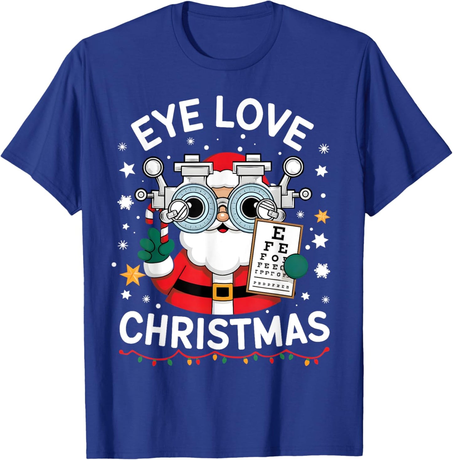 Eye Love Christmas Optometrist Shirt Eye Doctor Christmas T-Shirt - T-Shirt | Royal