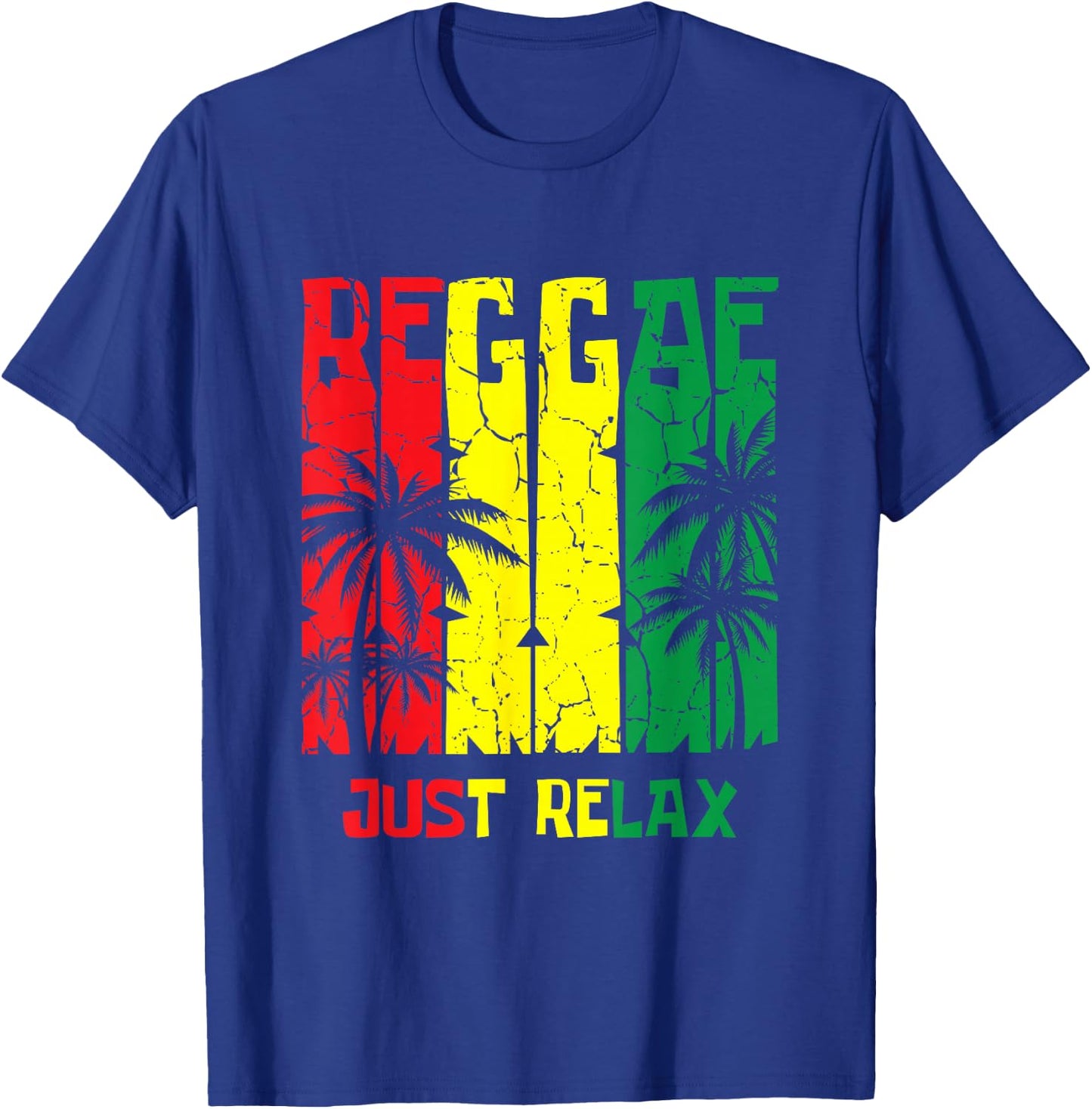 Reggae Jamaica Palm Trees Stoner Weed Smoker Relax T-Shirt - T-Shirt | Royal