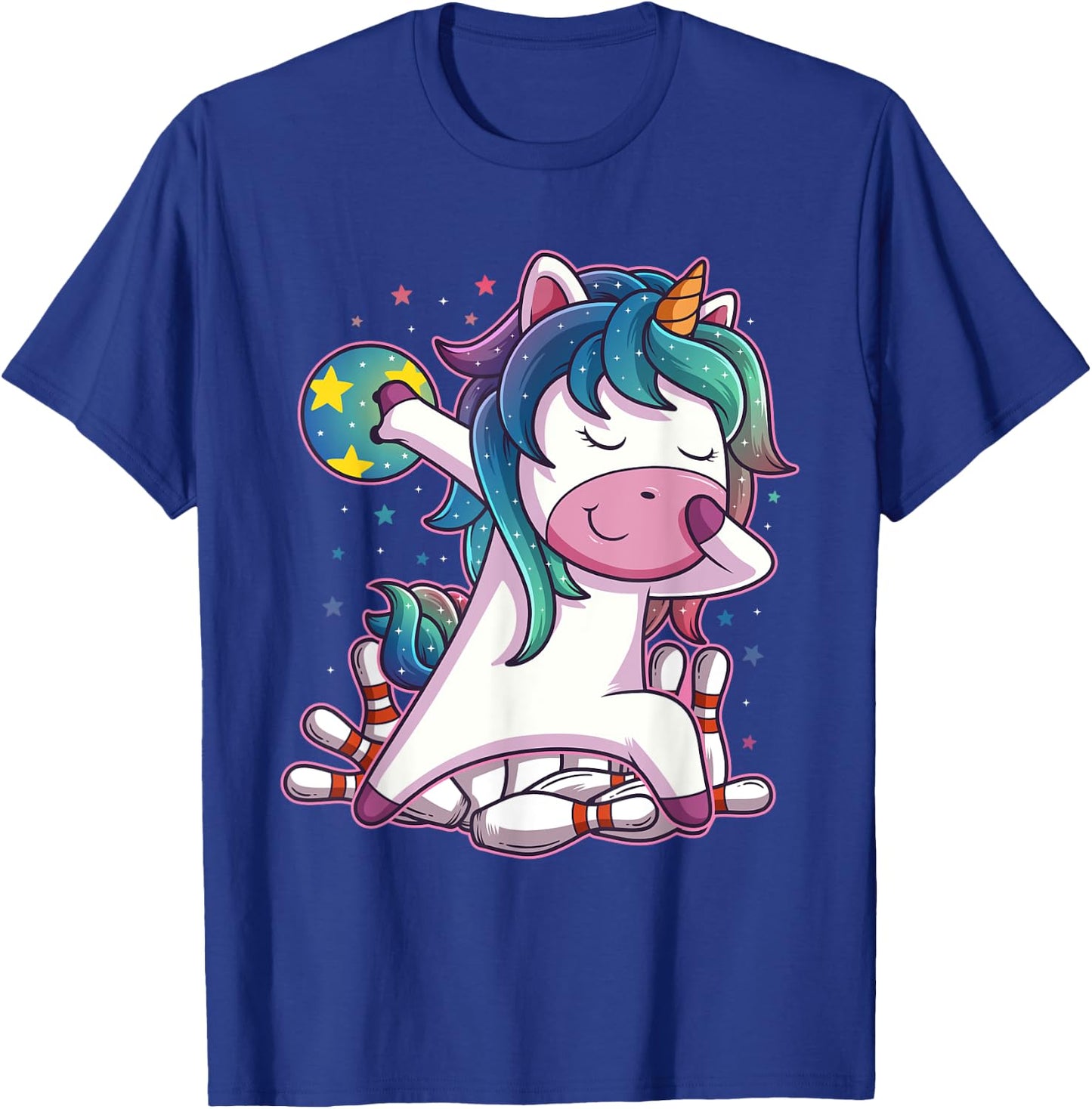 Polka Dot Unicorn Bowling Birthday Party for Girls T-Shirt - T-Shirt | Royal